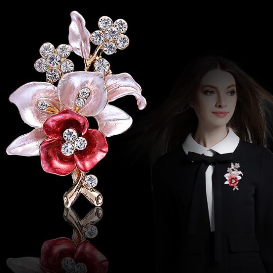 Shiny Rhinestones Flower Jewelry Women Girls Fashion Scarf Shawl Brooch Pin
