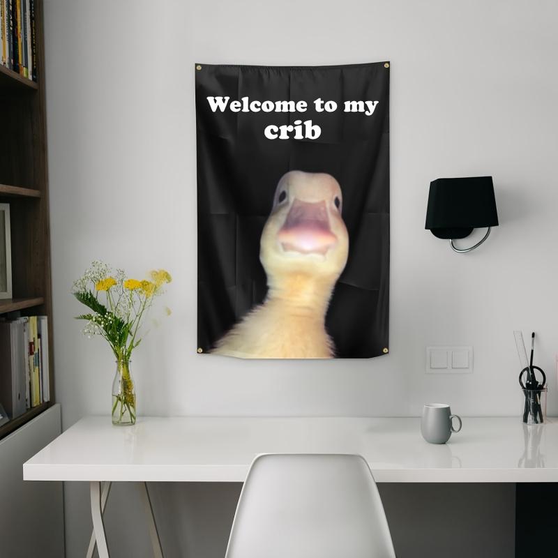 VIKAMA Whimsical Duck Slogan Tapestry Playful Home Decor Tapestry Suitable for Living Rooms and Bedrooms Home Furnishing Accent
