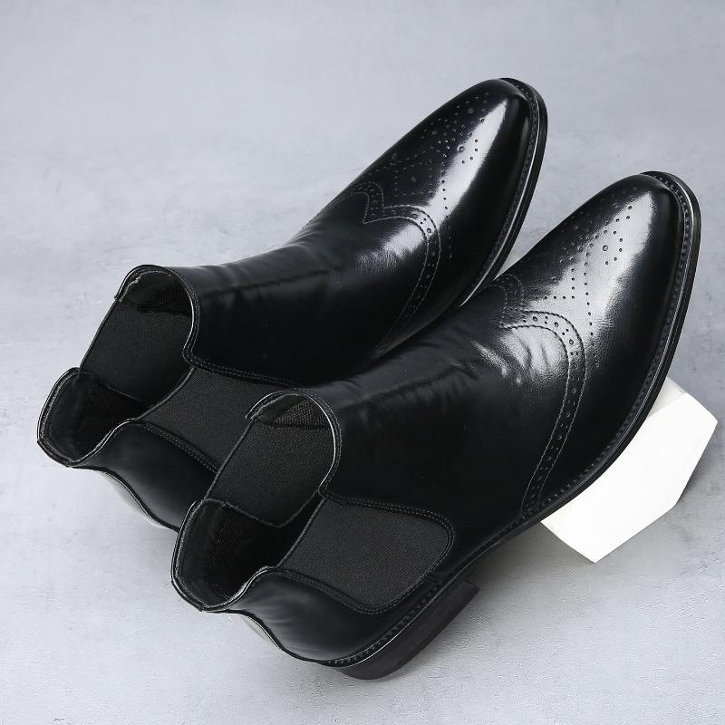 Light luxury pointed boots British foot leather boots fashion trend versatile business men's boots a piece
