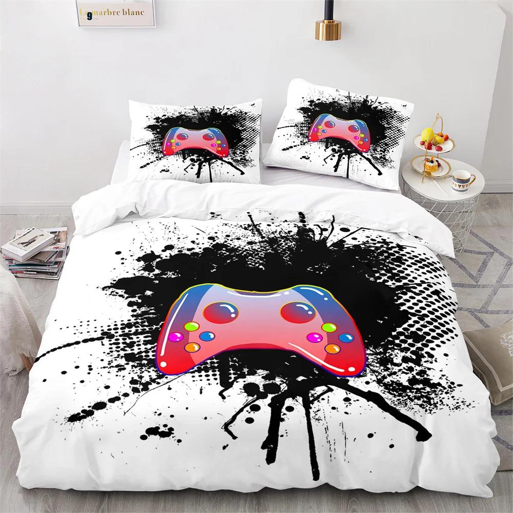 Comforter Colourful Gamepad Single Double Size Video Gamepad Pattern Boy For Bedroom Decor Polyester Comforter