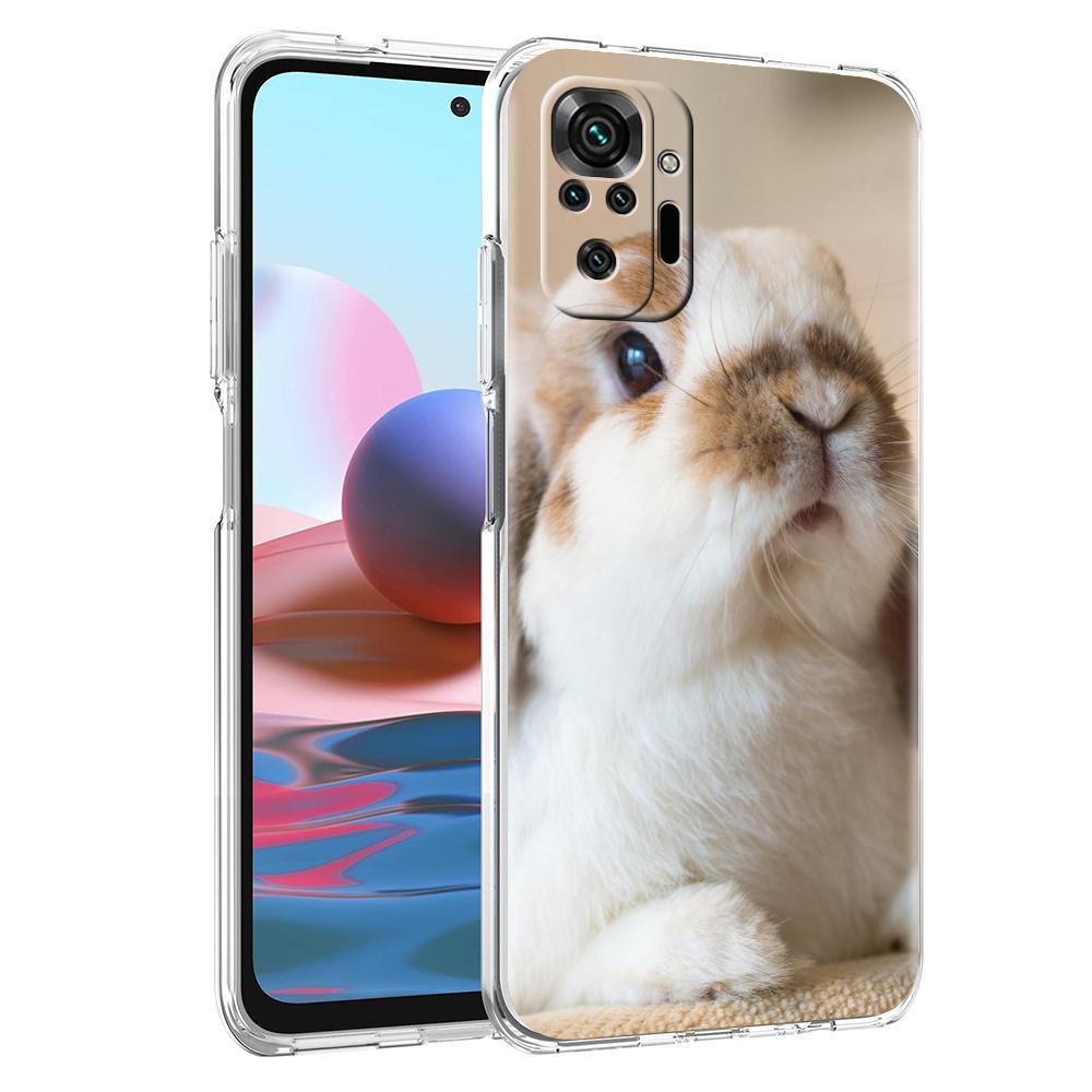 Cute White Baby Rabbits Phone Case For Xiaomi Redmi Note 14 13 12 5G 9S 9 10 11 Pro Plus 4G 9T 14C 13C 12C 10C 9C 9A Clear Cover