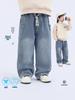 Kids' Street Style Loose Straight-Leg Jeans - Spring & Autumn Trendy Korean Casual Pants