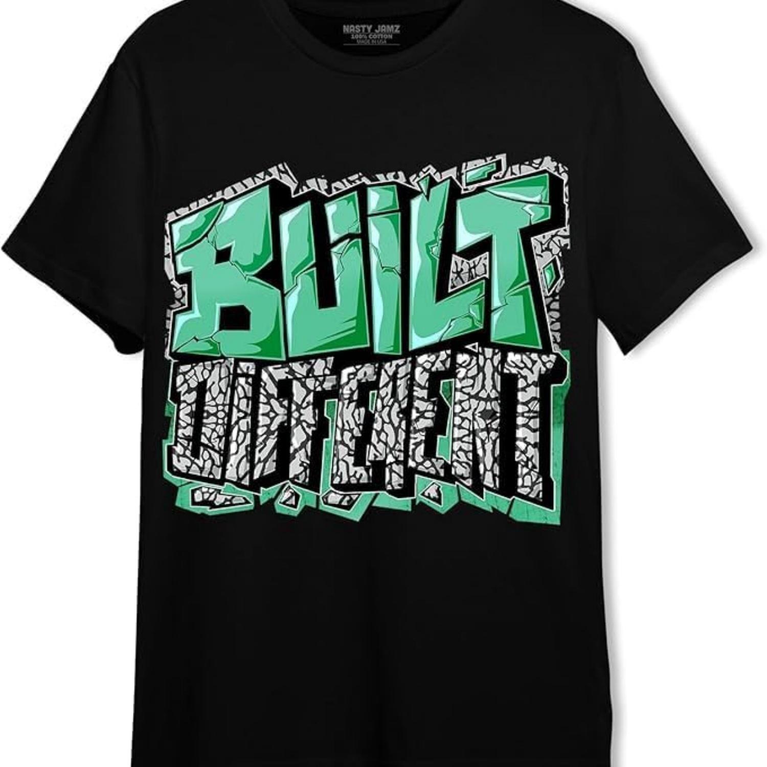 

Built Different Unisex Shirt Matching AJ 3s Green Glow, Urban Clothing, Black, White XXXXXL чёрный