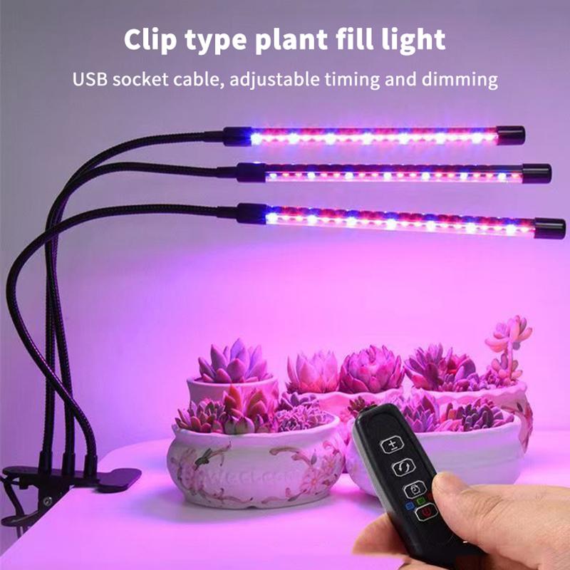 USB-LED-Pflanzenwachstumslicht für den Innenbereich, Garten, 10 dimmbare Stufen, Wachstumslicht, Vollspektrum, Timereinstellung, Hydrokultur-Gewächshaus, 3H/9H/12H