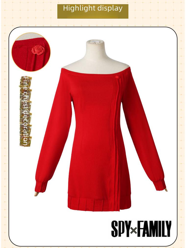 Spy Playhouse Cosplay Costume: Joel Foger Red Sweater & Aniya Skirt for Blair's Male Protagonist Foger
