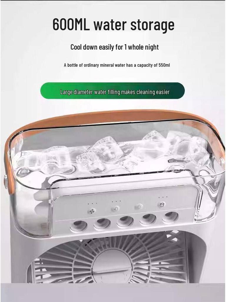 Compact USB Air Conditioner & Humidifier: Desktop Fan for Dorm/Outdoor with Water Cooling Feature