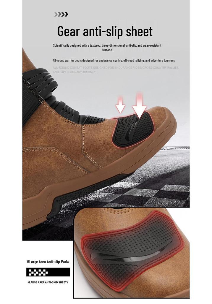 Men's Four Seasons Motorcycle Riding Shoes - Off-Road Racing Ankle Boots & Touring Gear