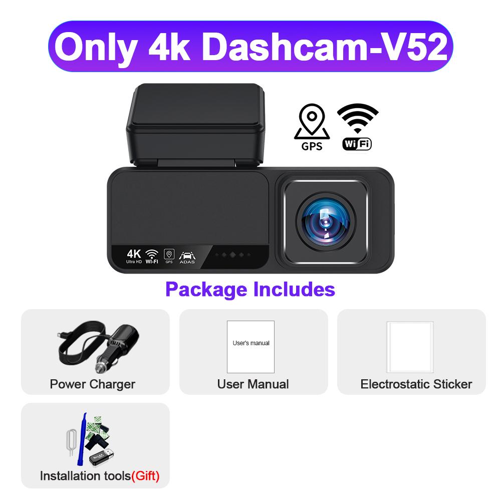 Kocam Dash Cam 4K 3.2 Inch Mini Car Dvr Dual Lens With GPS WIFI ADAS 24h Parking 2.5K Rear View Camera Night Vision Black Box
