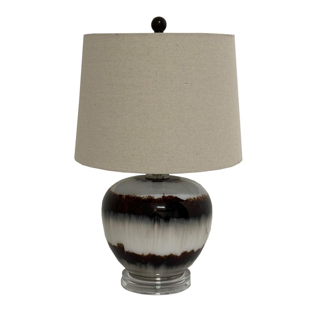 Hill Interiors Sepia Shadows Squat Linen Table Lamp