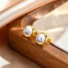 Exquisite Round Moonstone Stud Earrings for Women, Hypollergenic Stainless Steel Small Earrings, Elegant Aesthetic Jewelry Gifts