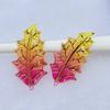 18pcs 21*39mm resin acrylic 1holes Christmas leaf decorative handicraft wedding festival jewelry Rhinestone  Embellishment