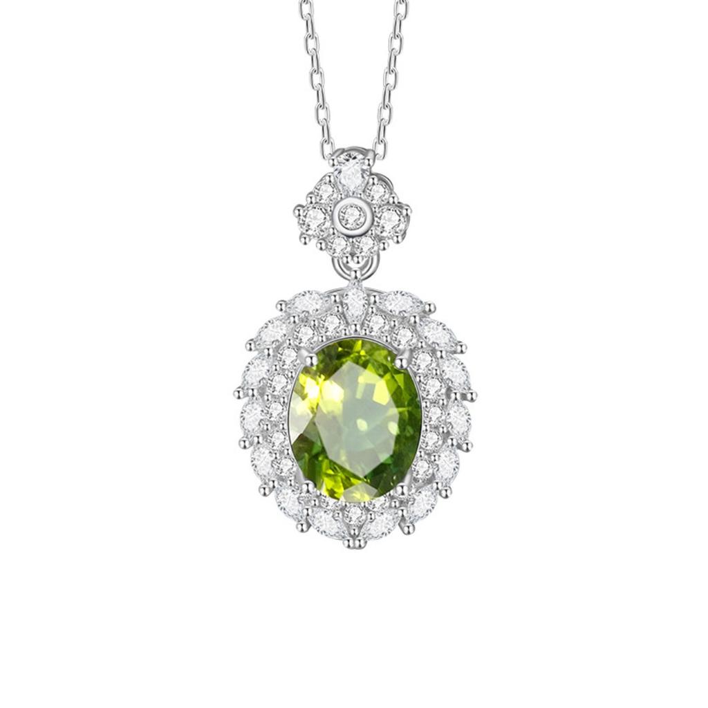 S925 Silver Necklace with Natural Gemstone/Garnet Pendant, Luxury Crystal Jewelry for Women