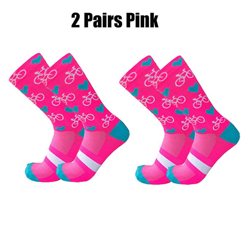 Radsocken Herren Damen Professionell Sport Pro Kompression Rennradsocken Mountainbike-Socken Rennsocken Herzmuster