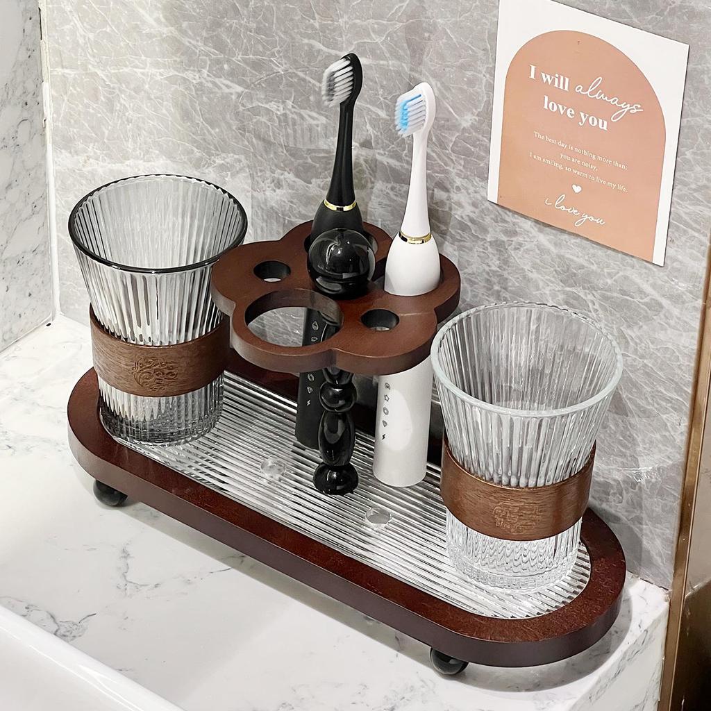 Chinese Style Electric Toothbrush & Storage Rack Set with Mouthwash Cup