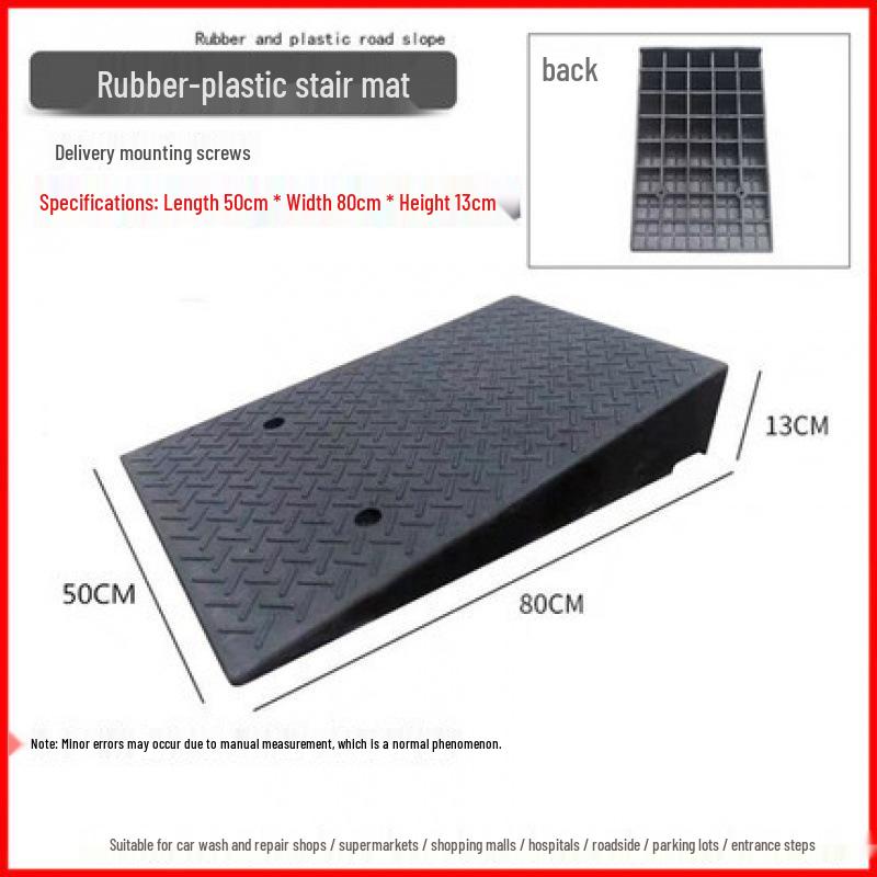 Rubber-Plastic Car Ramp: Slope Mat, Curb Edge, Uphill Climb, Triangle Speed Bump