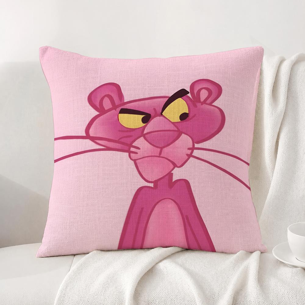 Character Pink Panther Cushion Cover Natural Linen Pillowcase Set AllinOne Decor Cushion Cover for Sofa Bedroom Chair