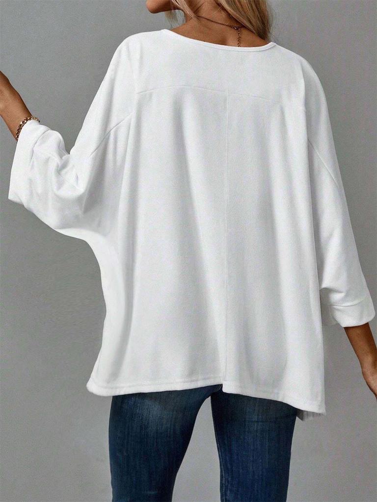 Frühling/Sommer 2025 Damen Freizeit Einfarbiges T-Shirt mit mittlerem Ärmel