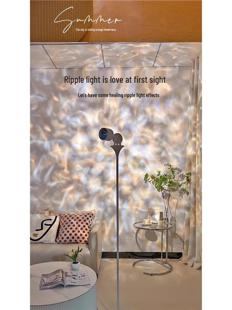Ripple Atmosphere Light: Sunset Projection Dual-Head Floor Lamp for Living Room 