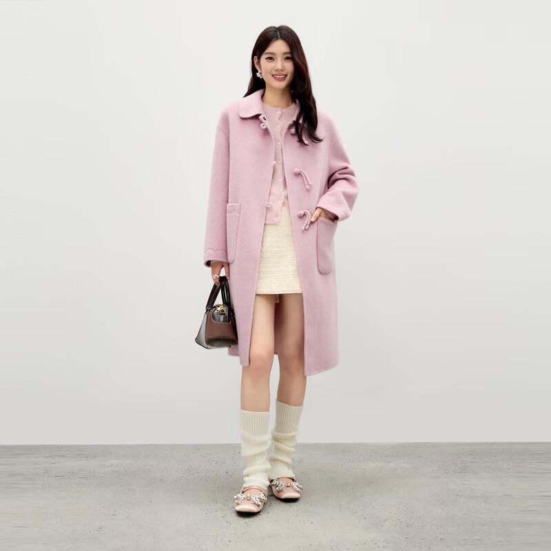 Qiusbiyiren Women's Lamb Wool & Camel Blend Woolen Coat