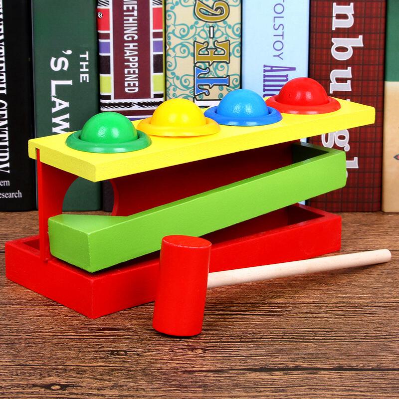 Kid Hammer Wooden Ball Early Educational Toy Ecofriendly Painted Color Matching