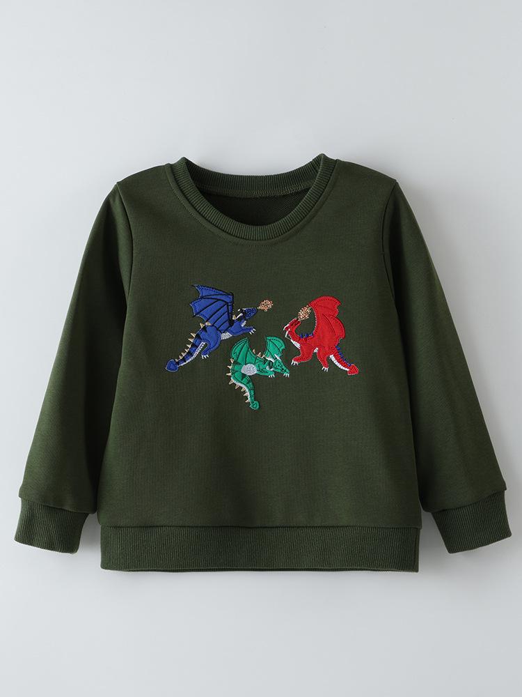 

European and American Style Boys Cartoon Long-Sleeve Sweatshirt for Autumn and Spring 110 cm оливковое зеленый
