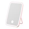 LED Vanity Mirror with USB Charging, Foldable Desktop Mirror for Dorm Room Office Makeup, 3 Color Lights, Storage Base