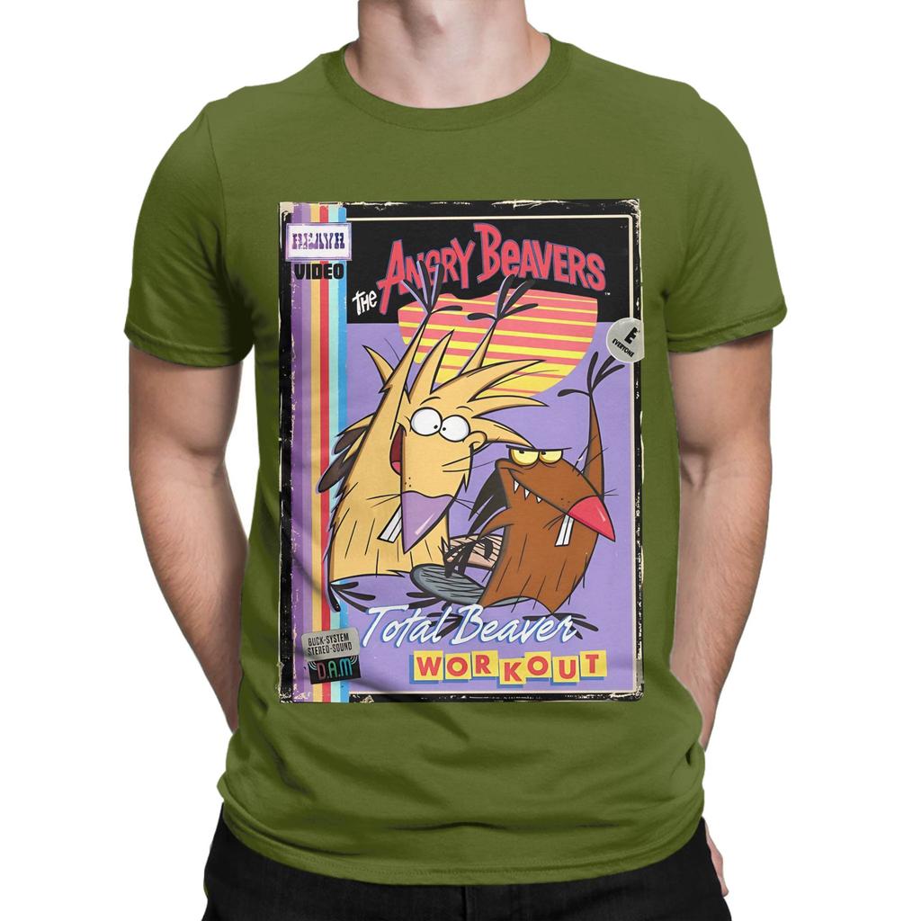 Angry Beavers Total Beaver Workout Retro Vintage Video Tape Novelty 100 Cotton TShirt The Angry Beavers Tees Tops For Unisex