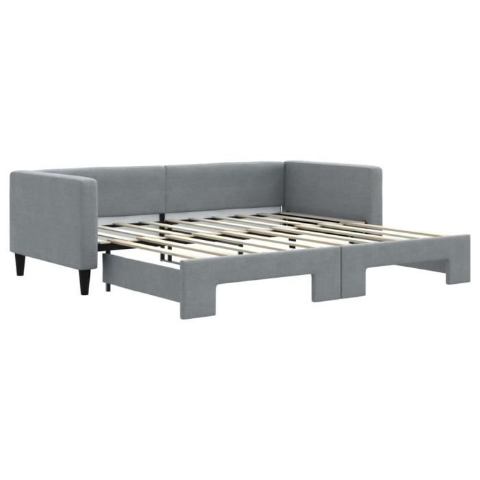 VidaXL Lit de jour avec lit gigogne gris clair 90x190 cm tissu 3196588