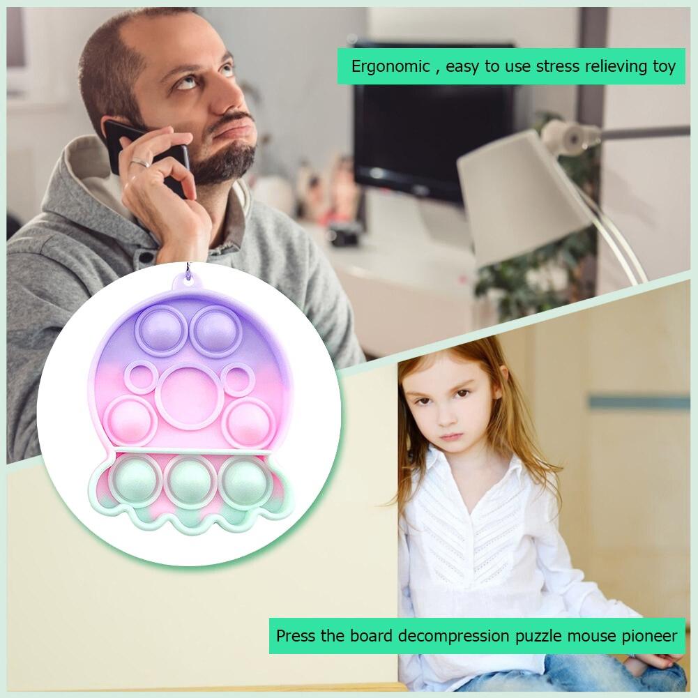 Mini Push Bubble Sensory Toy Keychain Autism Squishy Stress Reliever Toys for Adult Kids Relief Funny Fidget Toys