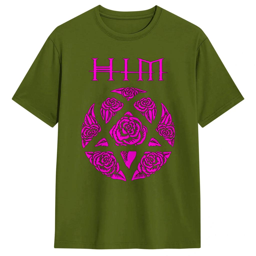 Unisexs TShirt Love Metal Band HIM Heartagram Vintage Cotton Tee Shirt Short Sleeve T Shirts Crewneck Clothing Plus Size