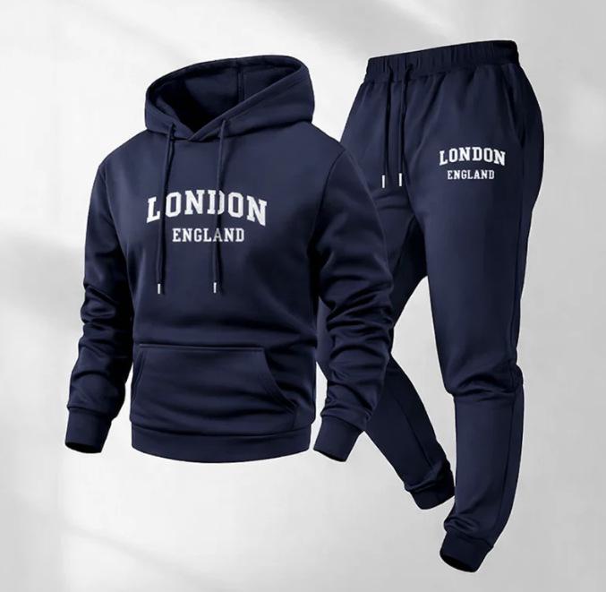 European & American Men's Fall/Winter Sports Hoodie Set - Printed Fashion, High-Quality Casual Wear