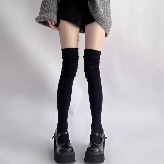 Slouch Thigh High Socks Women Stretchy Over-the-knee Scrunch Socks Long Over Knee Stockings for Boots Skirts Party Dating Street Wear