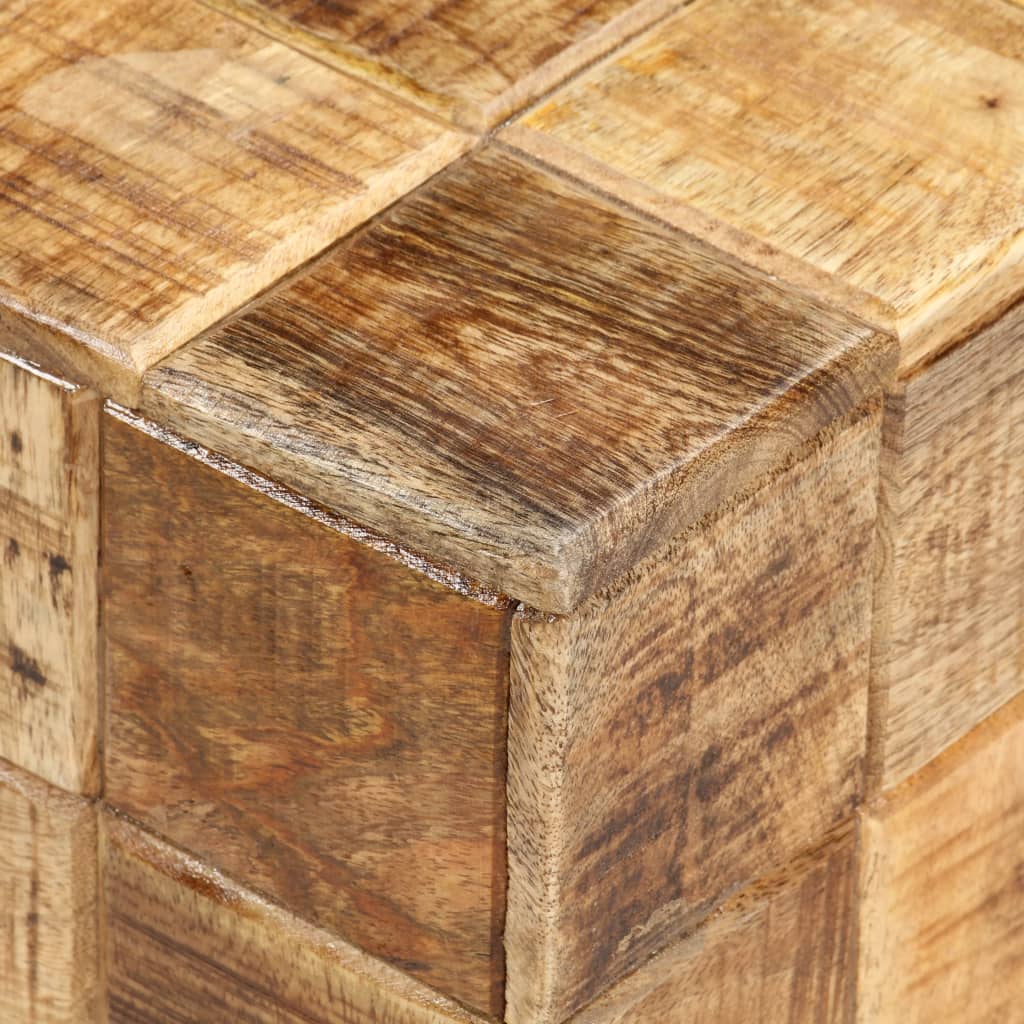 Coffee Tables Set of 2 Block Design Rough Solid Mango Wood