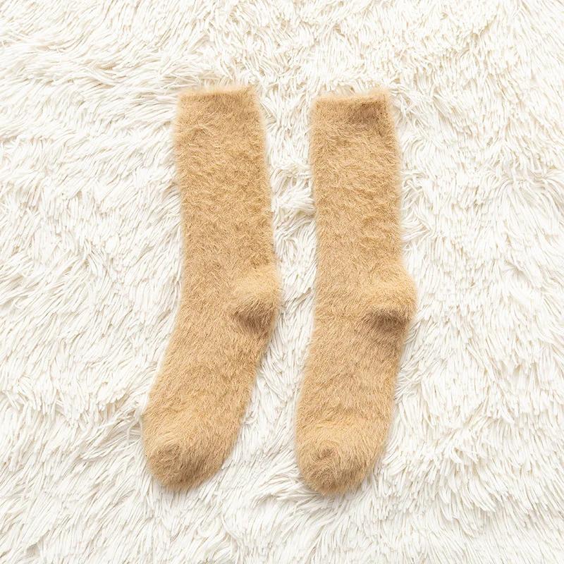 

1 пара носков из меха норки для женщин, осенние и зимние, утолщенные, теплые, для сна, японские, однотонные, базовые, дикие One Size
