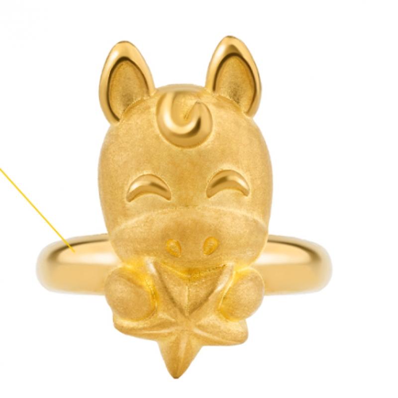 Porti Solid Gold 24k 1.875g Horse Zodiac Star Ring