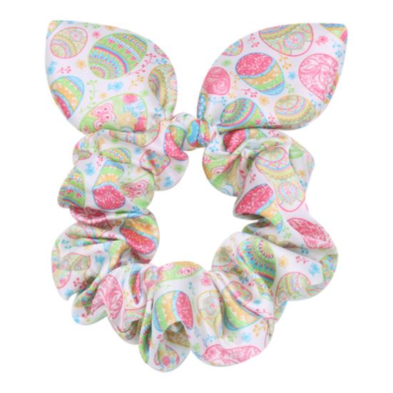 

5Pcs Women Hair Tie Three-Dimensional Rabbit Ear Bow Shape Easter Egg Print Hair Rope Bun Ponytail Holder Hair Accessory F