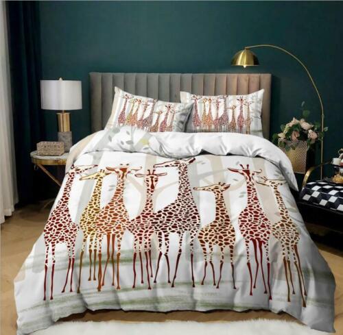 Art Giraffes Quilt Duvet Cover Bedding Set Pillowcase Single Double King Size UK