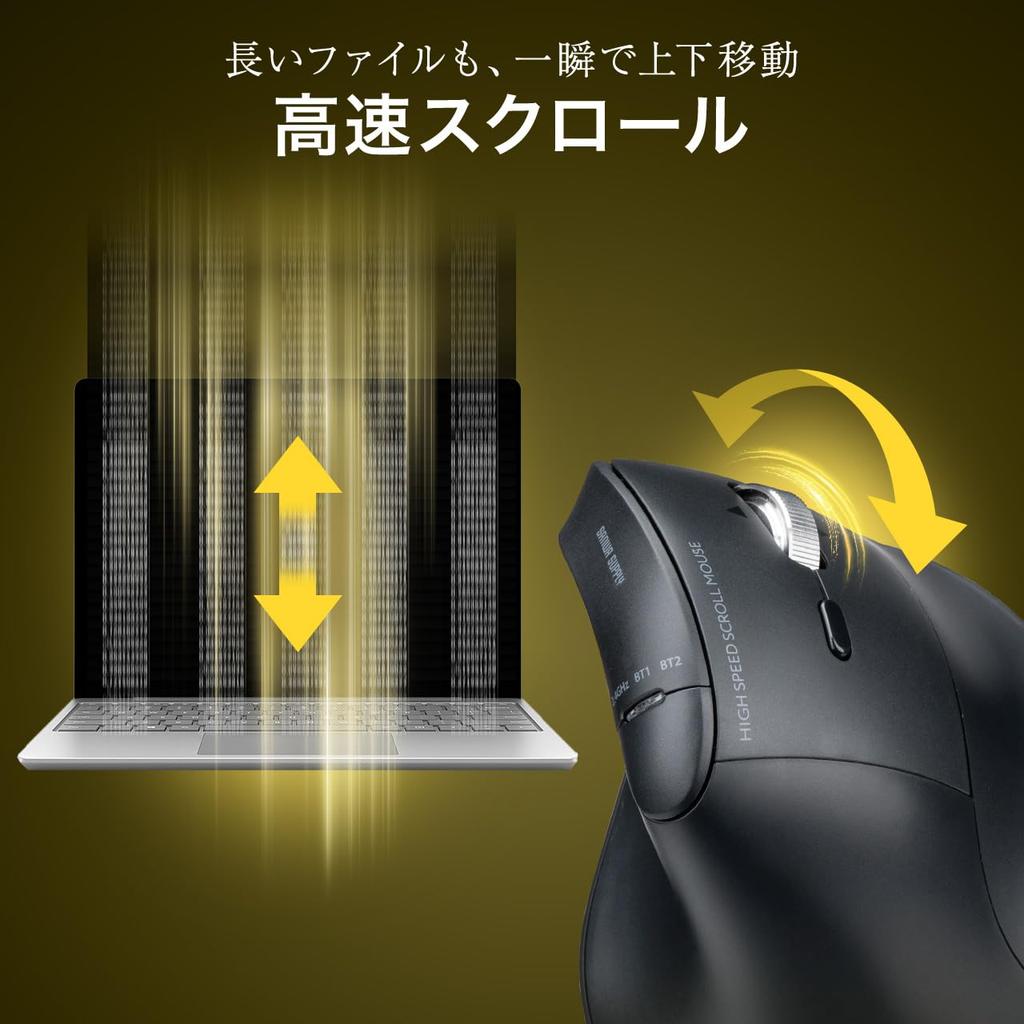 Sanwa Direct Ergonomic Wireless Mouse with Tilt Bluetooth Silent 5 Buttons Mac Wheel, High-Speed Scrolling, 2.4GHz, Operation, (Back/Forward Buttons),