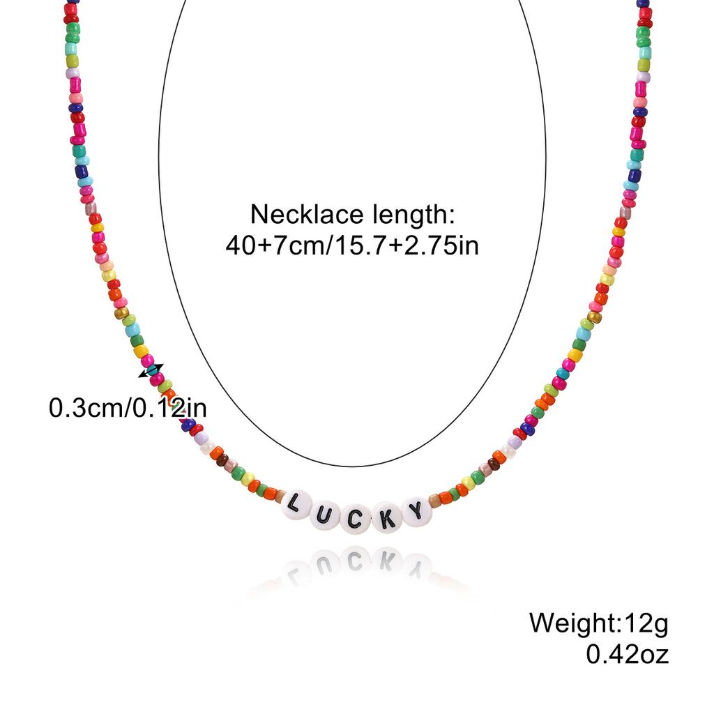 Necklace for Women Bohemian Spring and Summer Necklaces Premium Sense of Simplicity Butterfly Beaded Jewelry Colorful Rice Beads Letters Necklace