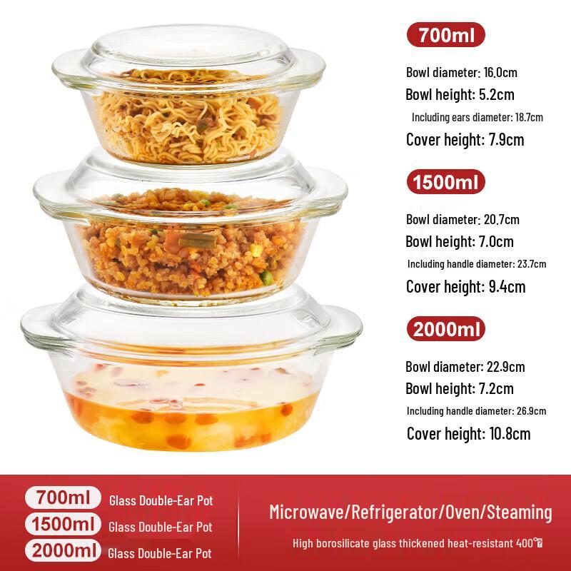 

Wuhe Heat-Resistant Glass Soup Bowl Set with Lids