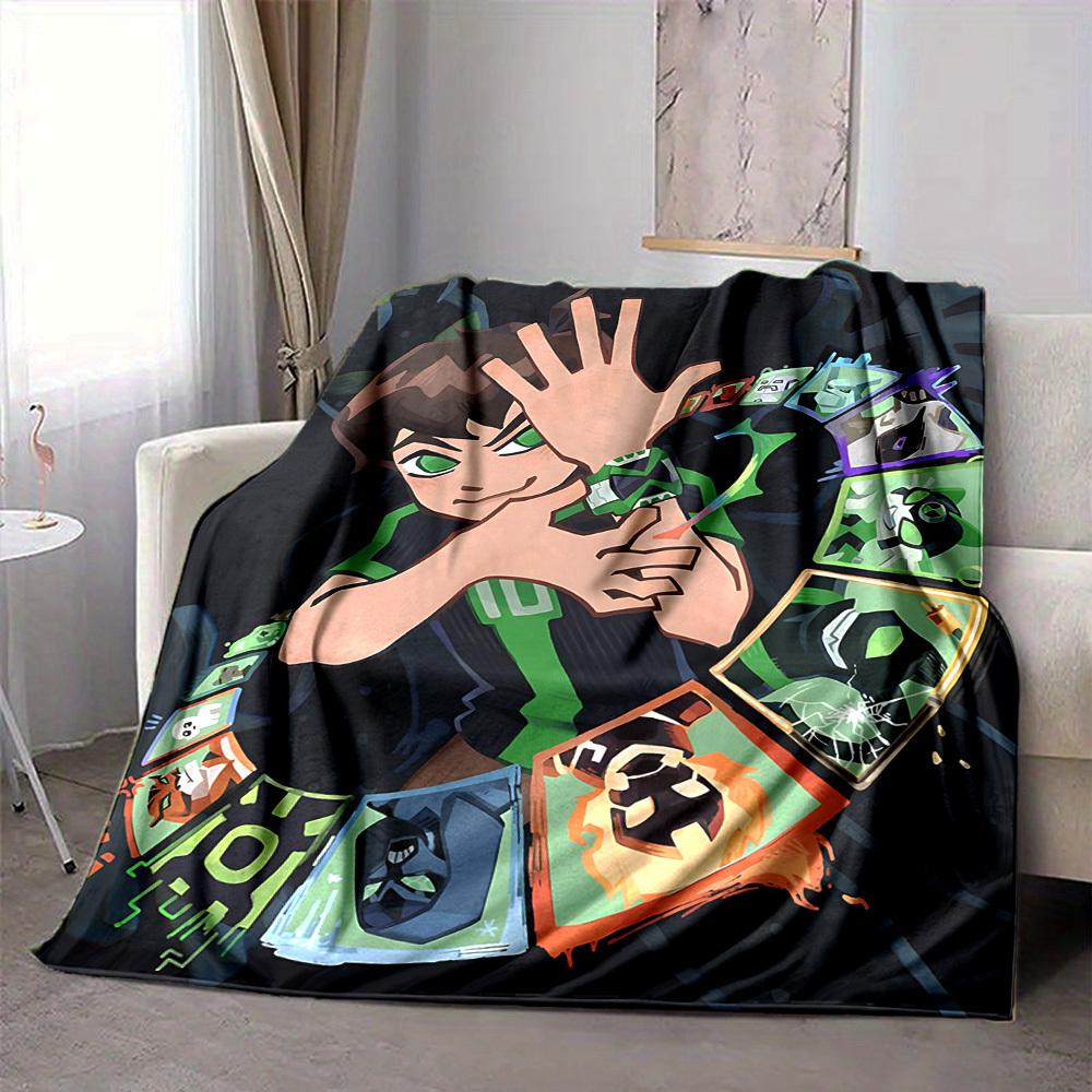 1pc Ben10 Blanket Lightweight Flannel Throw For Sofa, Bed, Travel, Camping, Livingroom, Office, Couch, Chair, And Bed
