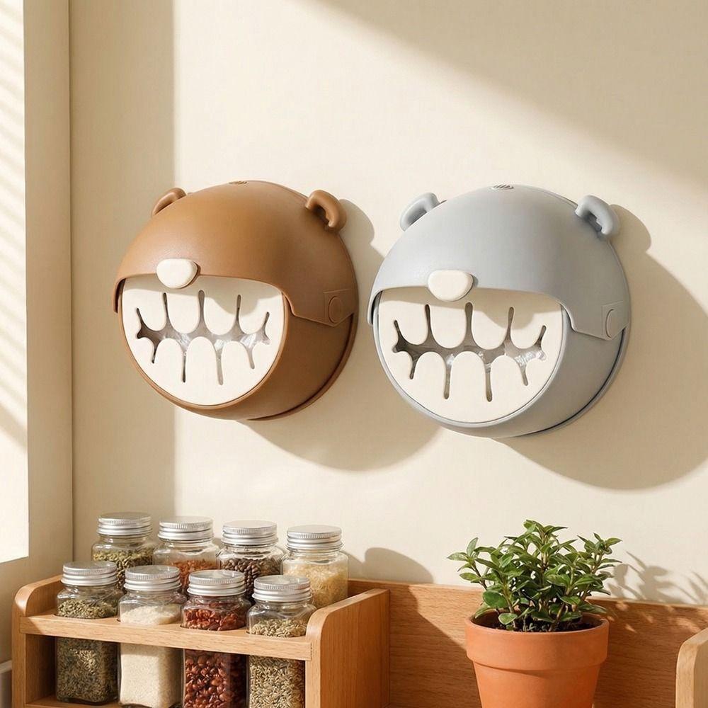 Bear Shape Food Covers Storage Box Wall Mounted Shower Cap Organizer  Bathroom