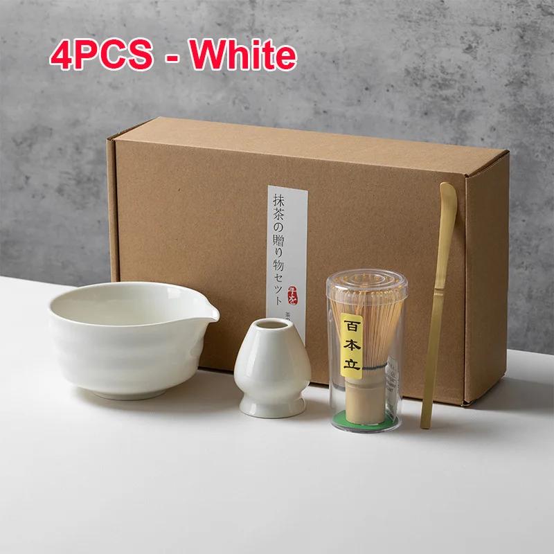 4 5 6 PCS Bamboo Matcha Whisk Set Ceramic Tea Bowl Traditional Japanese Tea Making Tools Home Kitchen Accessories Gift
