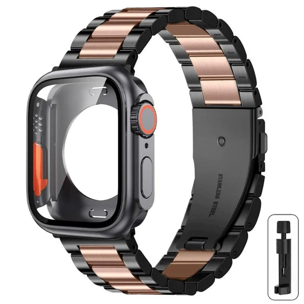 Strap+Case for Apple Watch 11 10 42mm 46mm 9 8 7 41mm 45mm Metal Band PC Case For  iWatch Series 6 5 4 SE 40mm 44mm Watchband