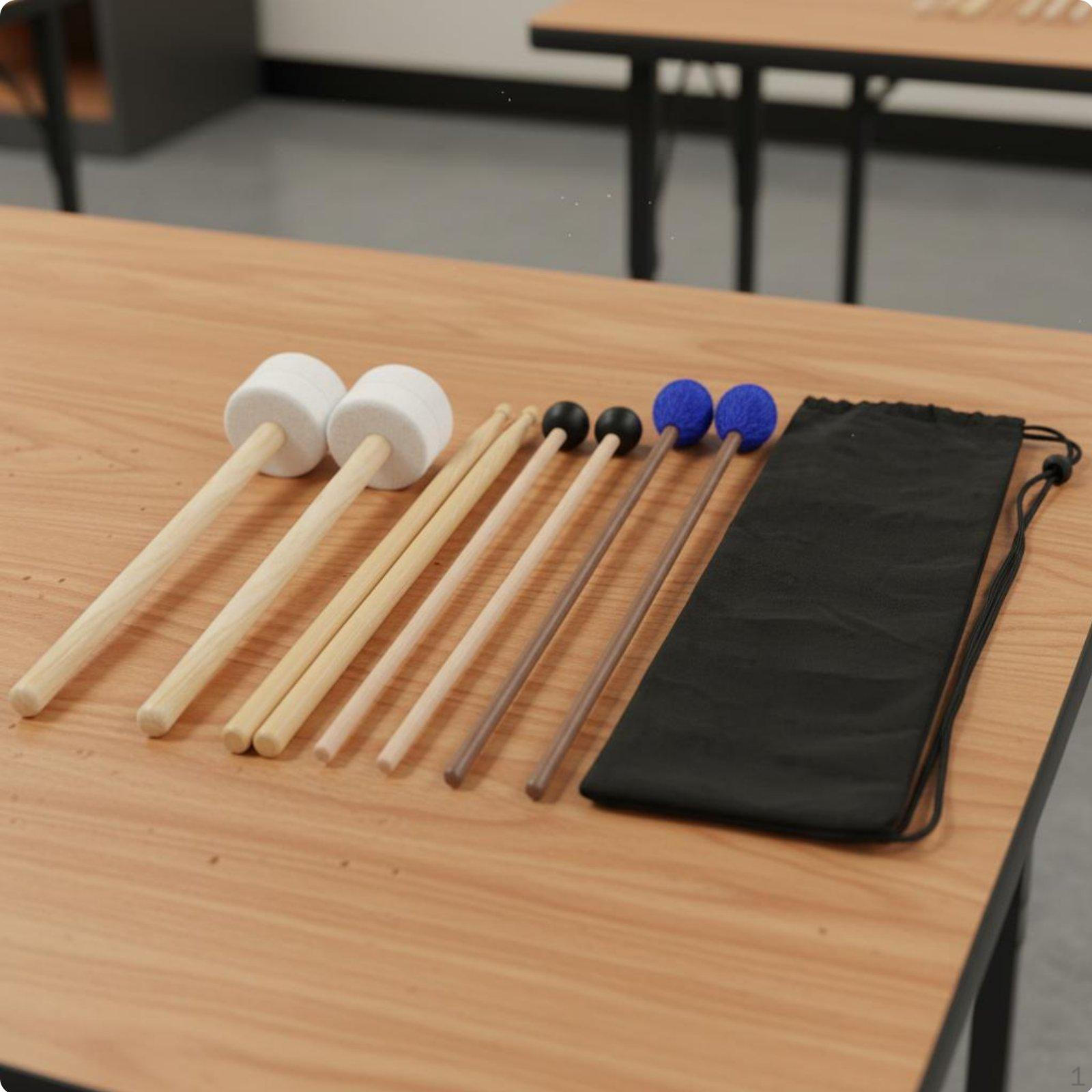 Beginner Percussion Kit Maple Wood Drumsticks Drumstick and Mallet Set Wide
