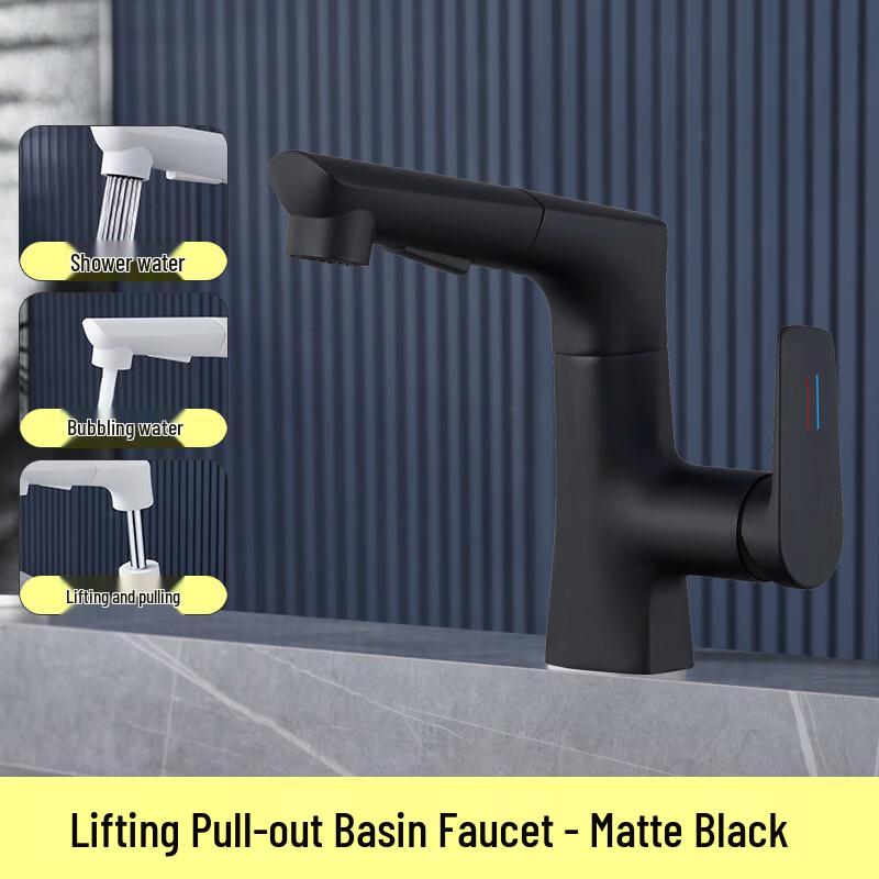 Matte Black Pull-Out Basin Faucet