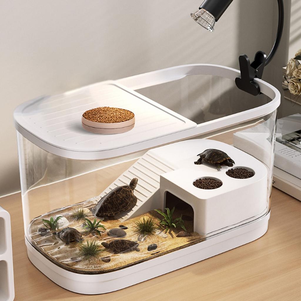 Plastic Aquarium Turtle Tank Kit with Basking Ramp Turtle Terrarium for Crabs Fishes Amphibians Reptiles Small Fish Tank
