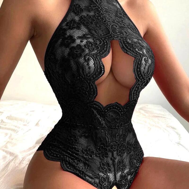 Sexy Lingerie With Lace And Open Cut Jumpsuit, Hollowed Out And Sexy Lingerie