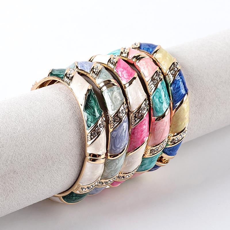 Retro Alloy Enamel Colorful Non-fading Drip Oil Bracelet - Light Luxury High-End Feel