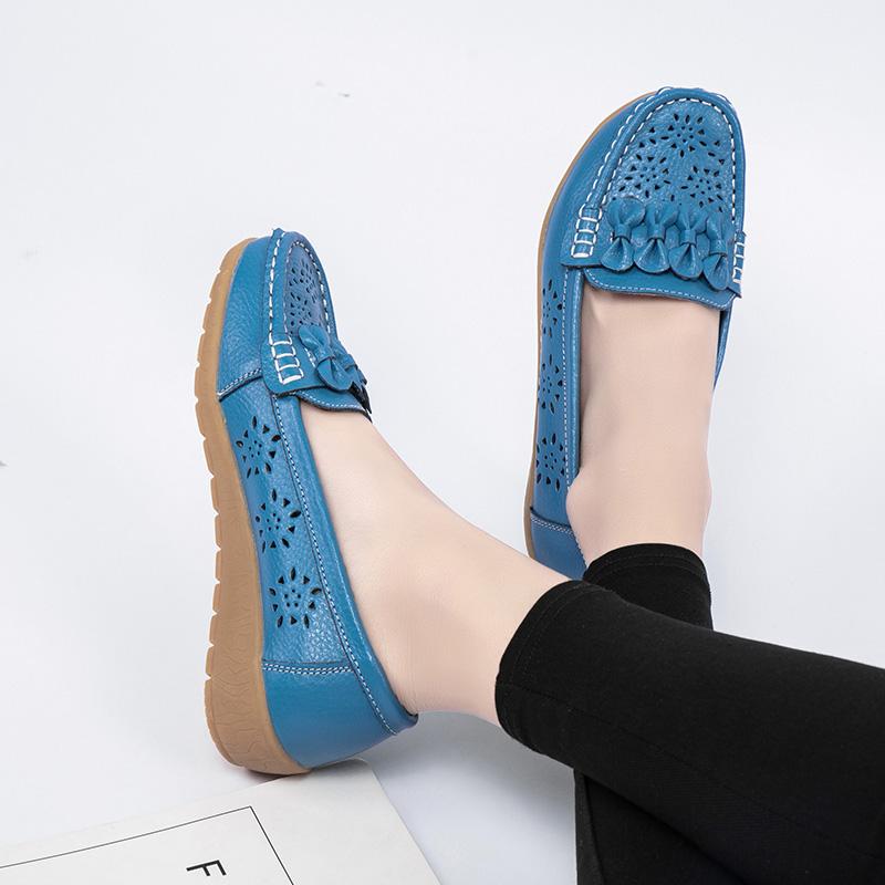 Women's Flats Moccasins Driving Shoes Casual Walking Minimalist Soft Summer Hollow Flower Shoes for Students Girl Over Sized